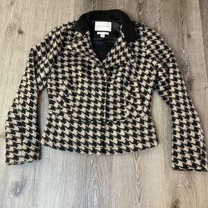 Banana Republic Blazer Jacket Womens Petite S‎ 100% Wool Italian Fab Houndstooth